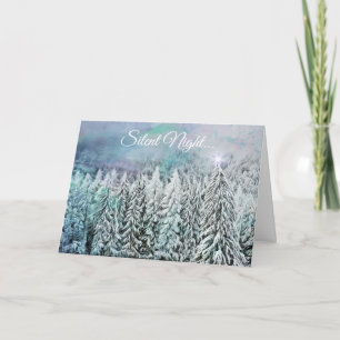 Snowy Träd julstjärtkort i tyst natt Kort