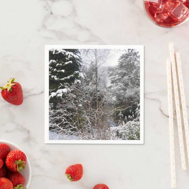 Snowy Träd Papper Pappersservett (Insitu)