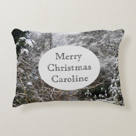 Snowy Träd Prydnadskudde