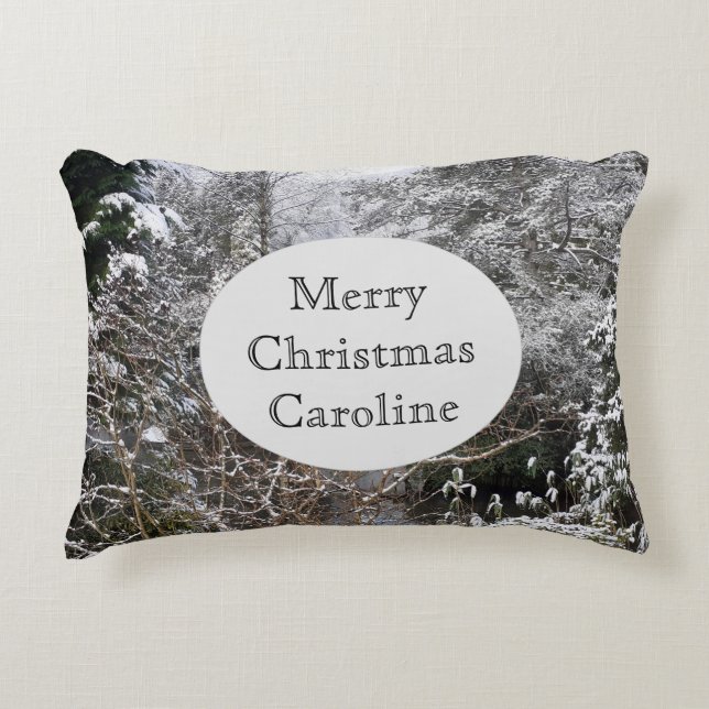 Snowy Träd Prydnadskudde (Framsidan)