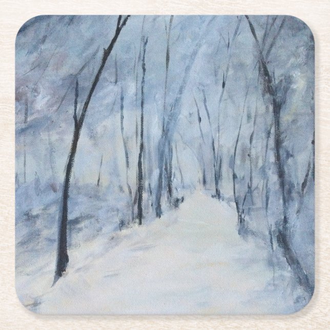 Snowy Träd Winters Day Underlägg Papper Kvadrat (Framsidan)