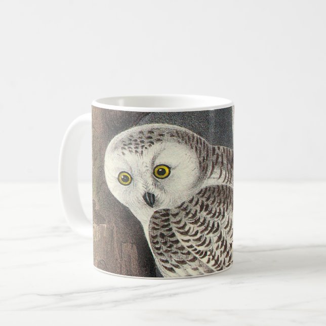 Snowy Uggla av Audubon Kaffemugg (Framsida vänster)