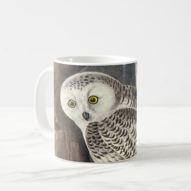 Snowy Uggla av Audubon Kaffemugg (Framsida vänster)