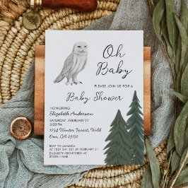 Snowy Uggla Baby Shower Inbjudningar