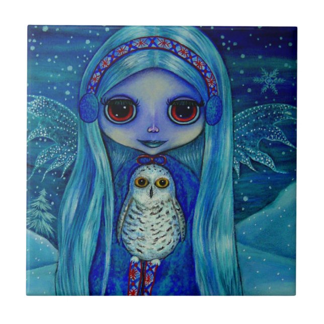 Snowy Uggla Fairy Kakelplatta (Framsidan)