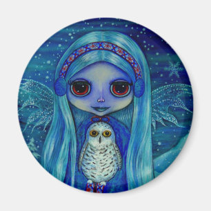 Snowy Uggla Fairy Magnet