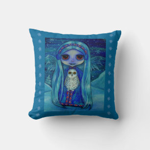 Snowy Uggla Fairy Winter Wonderland Big Ögon Cute Kudde
