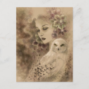 Snowy Uggla Fantasy Art Postcard Vykort