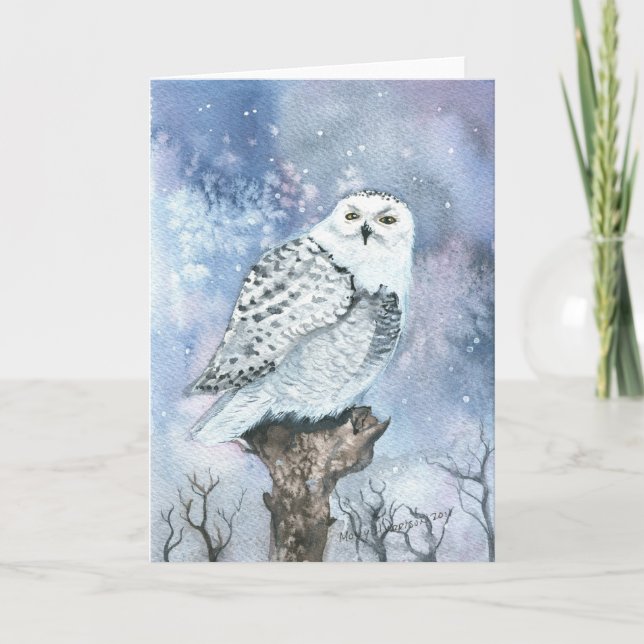 Snowy Uggla Fine Art Greeting Card Kort (Framsida)