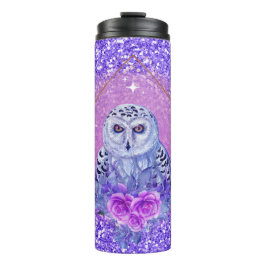 Snowy uggla guddess art av Renee Thermal Tumbler