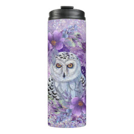Snowy uggla guddess art av Renee Thermal Tumbler