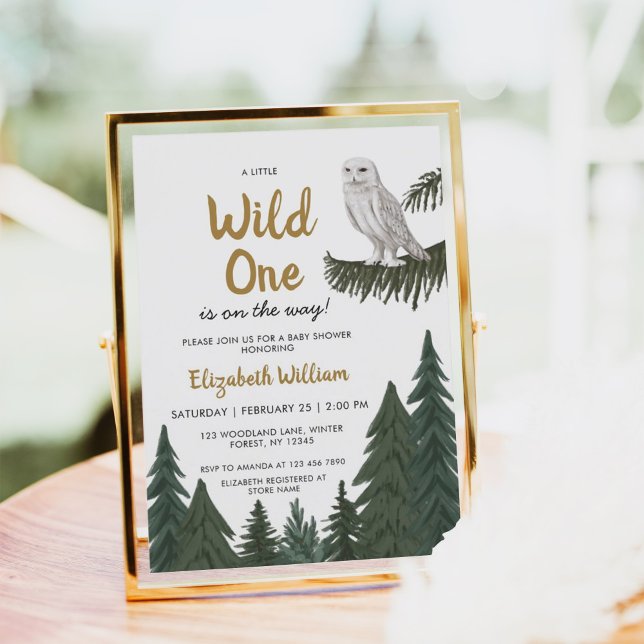 Snowy Uggla Illustration Baby Shower Inbjudningar (Skapare uppladdad)