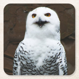 Snowy Uggla kustercna Underlägg Papper Kvadrat