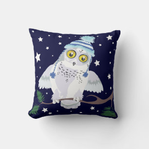 Snowy Uggla med Hat~ dekorativ kudde