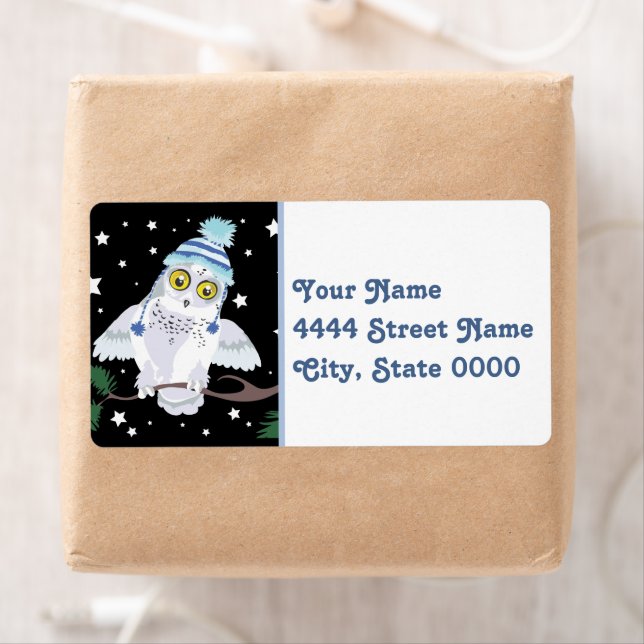 Snowy Uggla med Winter Hat Fraktsedel (Insitu)