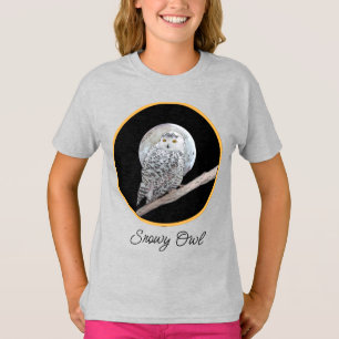 Snowy Uggla och Måne Painting - Original Bird Art  T Shirt