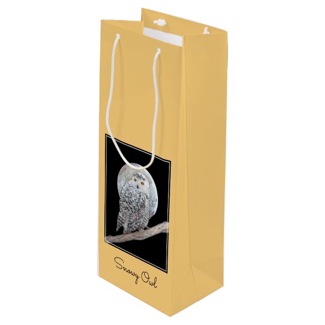 Snowy Uggla och Måne Painting - Originalbild av få (Framsidan Vinklad)