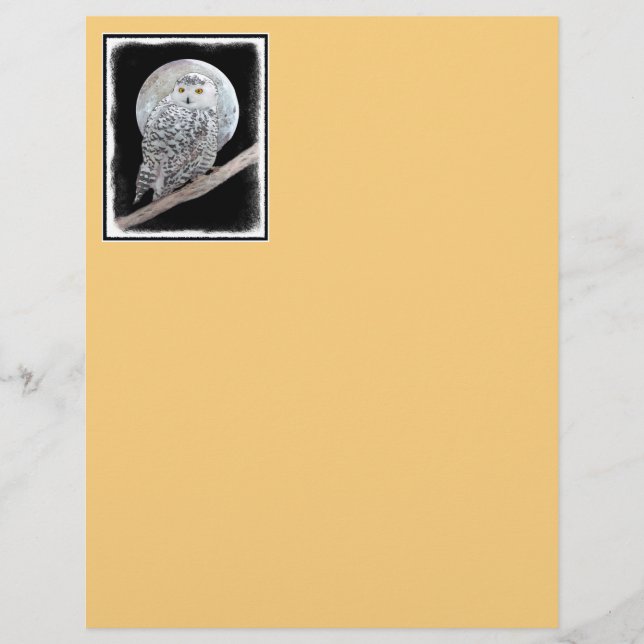 Snowy Uggla och Måne Painting - Originalbild av få (Framsida)