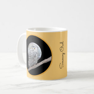 Snowy Uggla och Måne Painting - Originalbild av få Kaffemugg