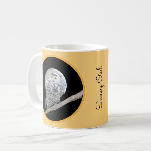 Snowy Uggla och Måne Painting - Originalbild av få Kaffemugg (Framsida vänster)