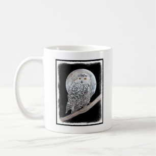 Snowy Uggla och Måne Painting - Originalbild av få Kaffemugg