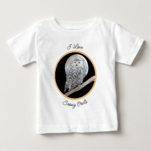 Snowy Uggla och Måne Painting - Originalbild av få T Shirt