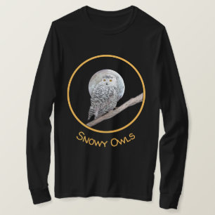 Snowy Uggla och Måne Painting - Originalbild av få T Shirt