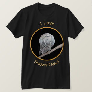 Snowy Uggla och Måne Painting - Originalbild av få T Shirt