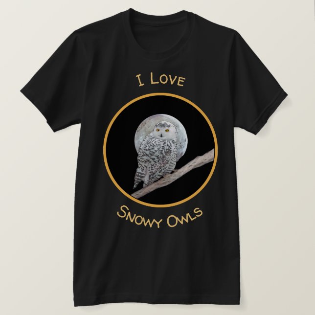 Snowy Uggla och Måne Painting - Originalbild av få T Shirt (Design framsida)