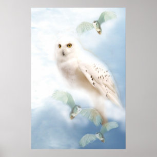 Snowy Uggla på canvas Poster