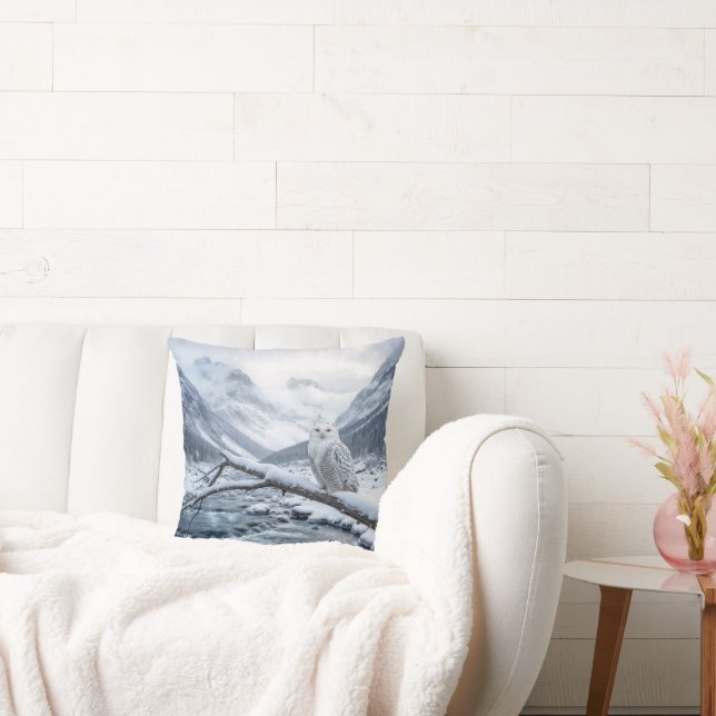 Snowy Uggla på en vinter-Träd Gren Kudde (Soffa)