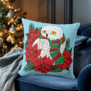 Snowy Uggla Red Poinsettias jul Kudde
