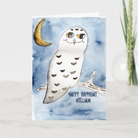 Snowy Uggla Watercolor Personlig Birthday