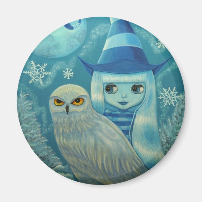 Snowy Uggla Witch Magnet (Framsidan)
