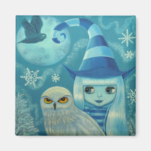 Snowy Uggla Witch Magnet