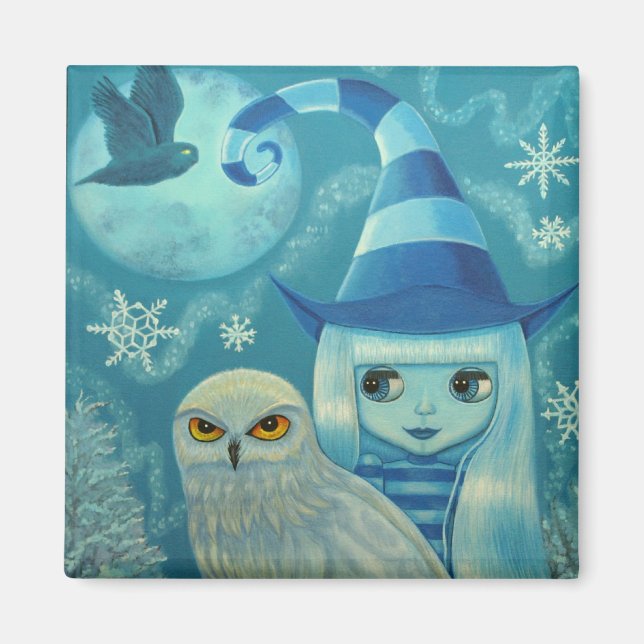 Snowy Uggla Witch Magnet (Framsidan)