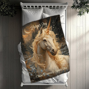 Snowy Unicorn Inspirational Winter Fantasy Fleecefilt