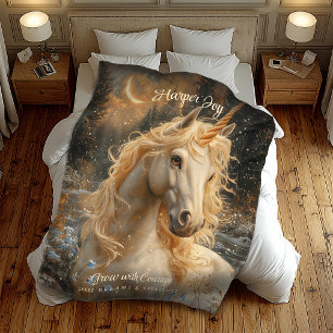 Snowy Unicorn Inspirational Winter Fantasy Fleecefilt