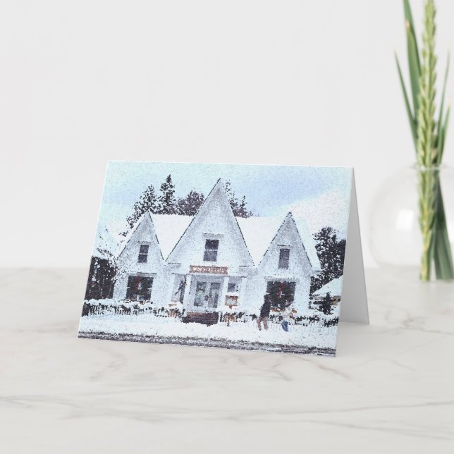 Snowy Vermont Helgdag Card Tack Kort (Framsida)