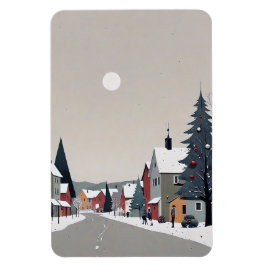 Snowy village, at Christmas - Magnet