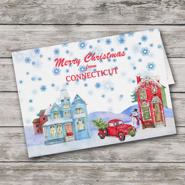 Snowy Village från Connecticut-julkort Hälsningskort (Skapare uppladdad)