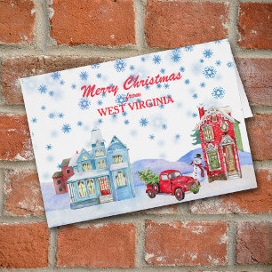 Snowy Village från Väster Virginia-julkort Hälsningskort