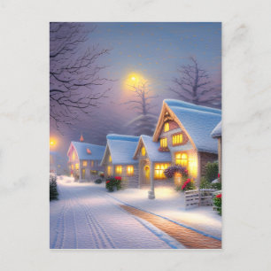 Snowy Village Graphic Vykort