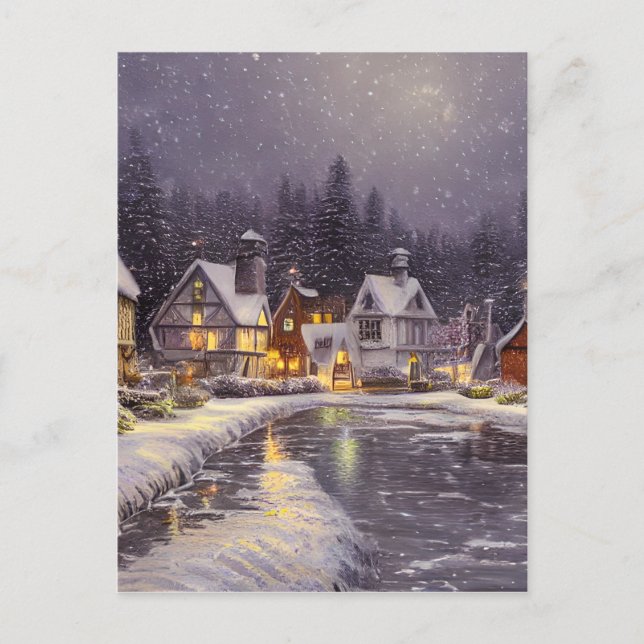 Snowy Village Graphic Vykort (Framsida)