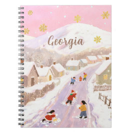 Snowy Village & Kids Personalized Anteckningsbok