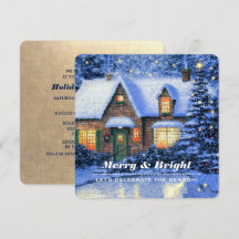 Snowy Village Painting Anpassningsbar jul Party