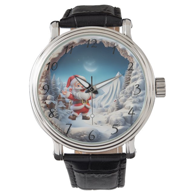 Snowy Village Santa Greetings Armbandsur (Framsida)