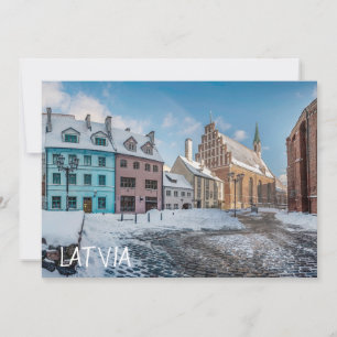 Snowy vinterstadscenter i Riga, Lettland