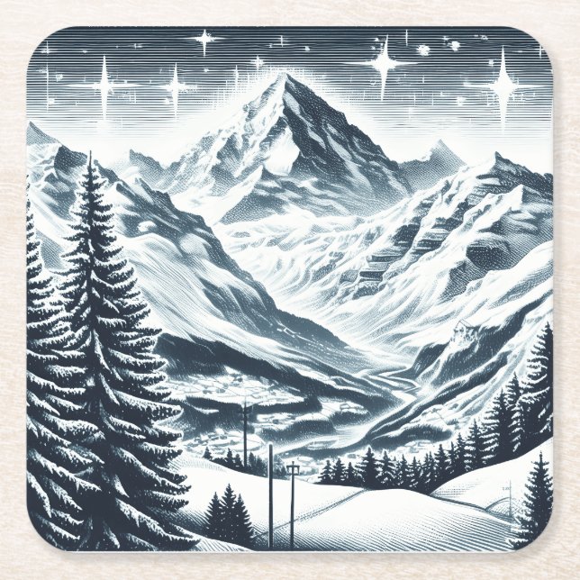 Snowy vinterwonland underlägg papper kvadrat (Framsidan)