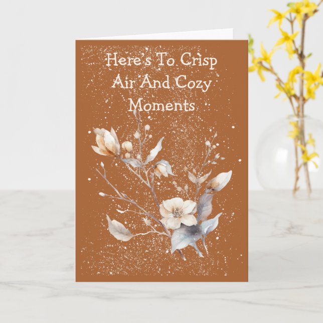 Snowy Warm Winter Blossoms Greeting Card Kort (Gul blomma)